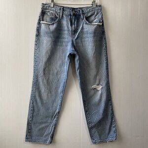 J. Crew Slouchy Boyfriend Jeans Basin Wash Sz 28 Light Wash Distressed BD364